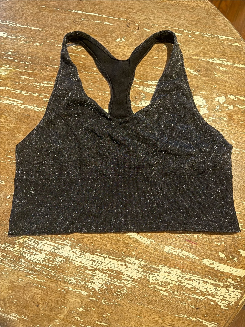 VS PINK Black Shimmery Racerback Sports Bra